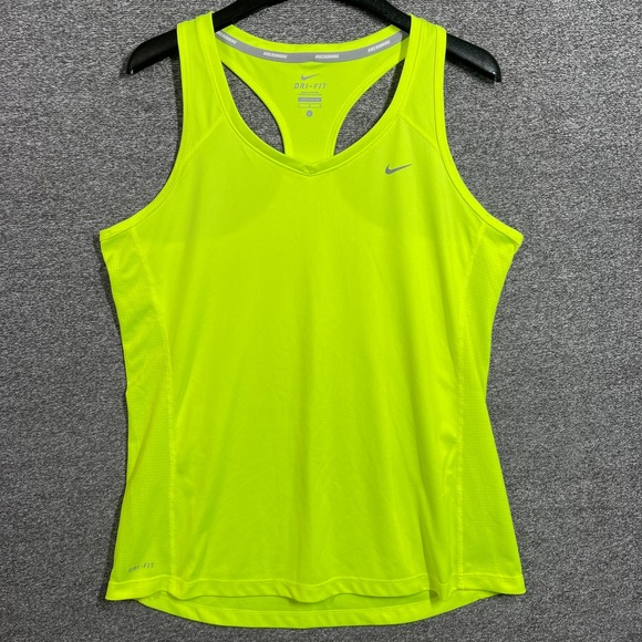 Nike Tops - Nike Miler Running Tank Top Womens Large Neon Yellow Volt Dri-FIT